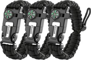 Paracord Survival Bracelet (3 Pack)...