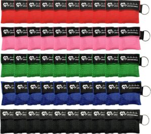 50 Packs CPR Face Shield with Keyri...