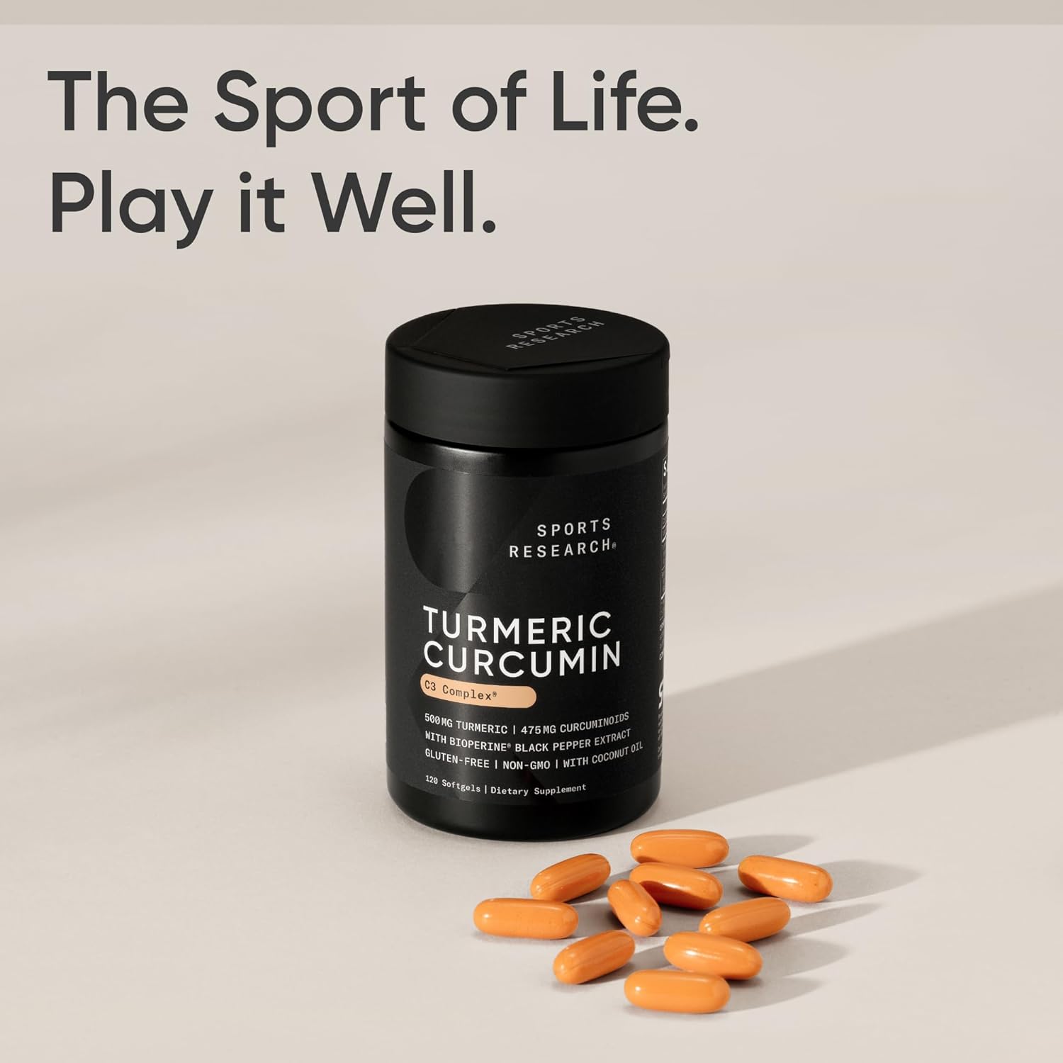 Sports Research® Turmeric Curcumin C3 Complex® w/BioPerine Black Pepper Extract & Organic Coconut Oil - Standardized 95% Curcuminoids · Non-GMO · Gluten Free - 120 Count Softgels - Image 7