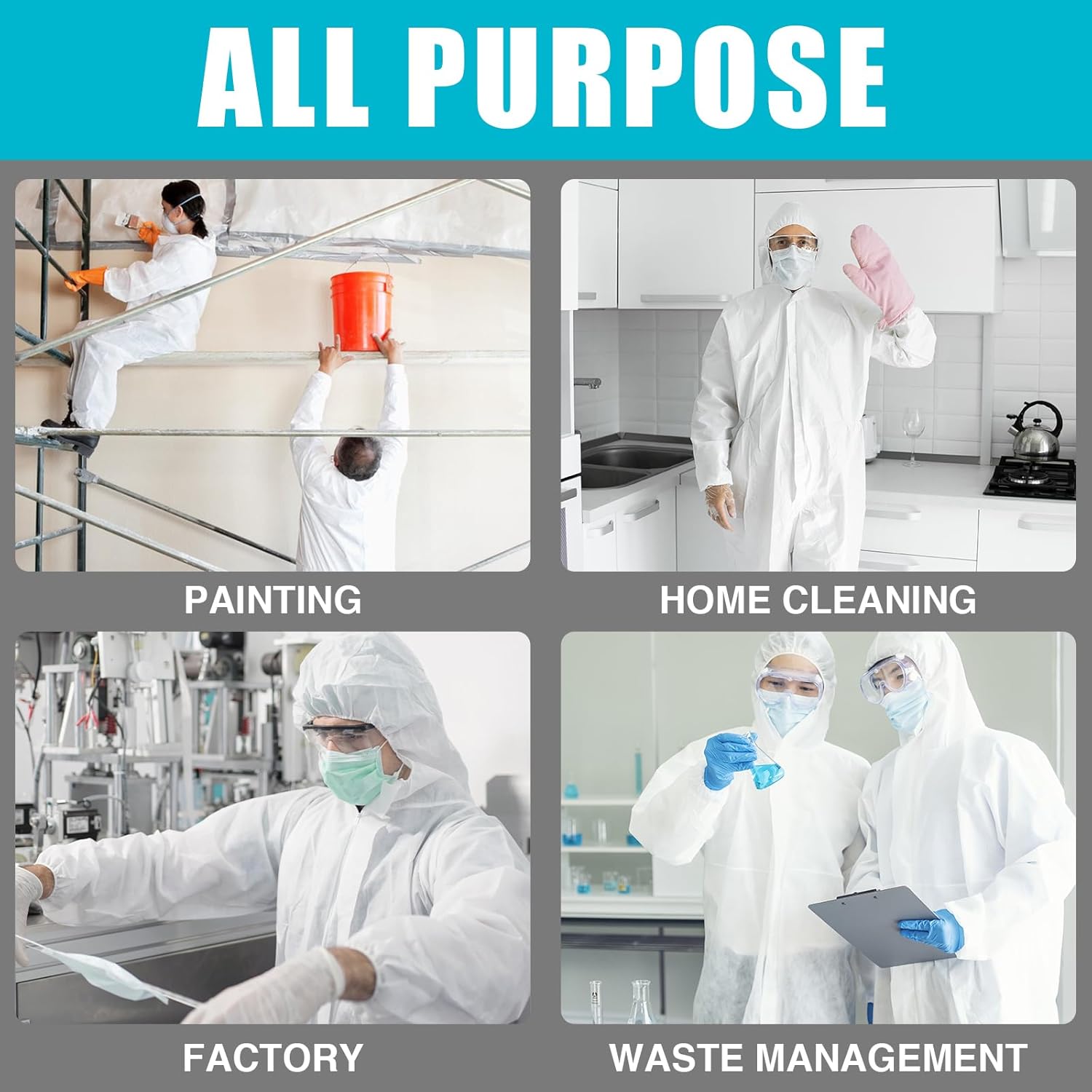 FURWEY Hazmat Suits 25PACK Disposable Protective Coveralls, Heavy Duty Full Body Painters Suit for Men & Women with Elastic Wrists, Ankles and Hood- Breathable & Waterproof-X-Large - Image 9