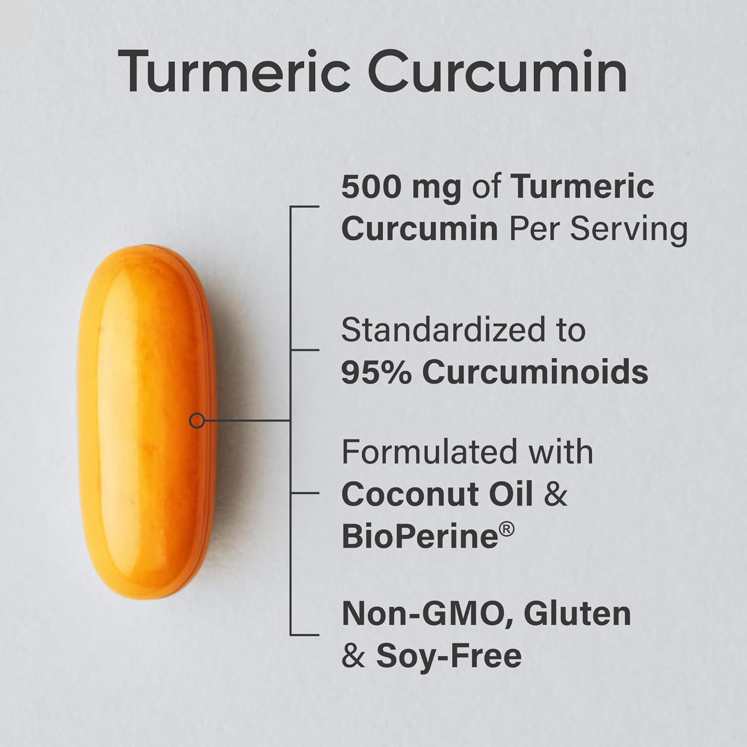 Sports Research® Turmeric Curcumin C3 Complex® w/BioPerine Black Pepper Extract & Organic Coconut Oil - Standardized 95% Curcuminoids · Non-GMO · Gluten Free - 120 Count Softgels - Image 2