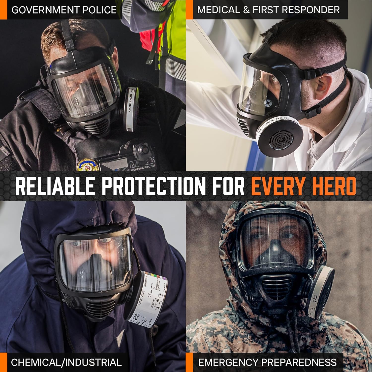 MIRA SAFETY M Certified CBRN Full Face Gas Mask Reusable Respirator Professional Grade (CM-6M Mask WITH Drinking System), 2 Piece Set - Image 2