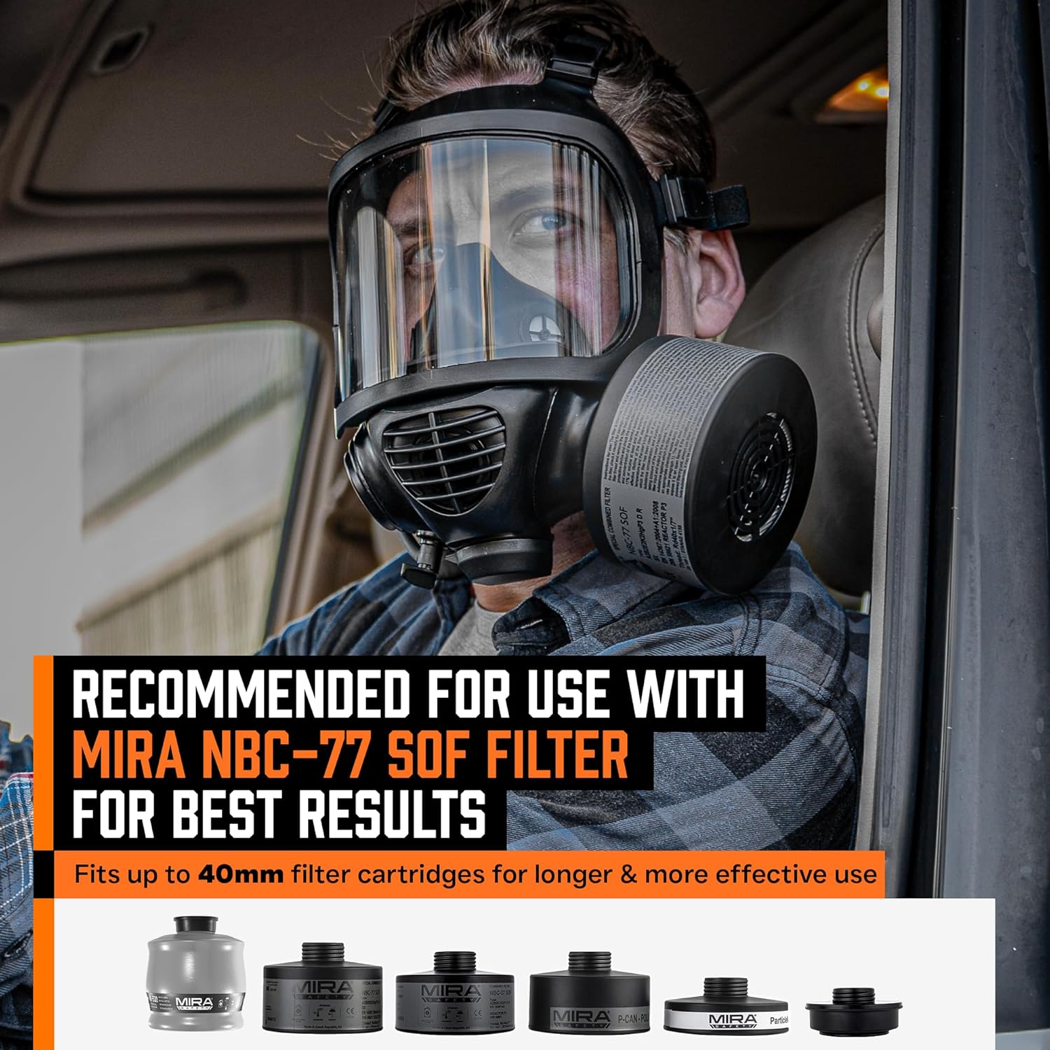 MIRA SAFETY M Certified CBRN Full Face Gas Mask Reusable Respirator Professional Grade (CM-6M Mask WITH Drinking System), 2 Piece Set - Image 4
