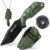 Neck Knife with Sheath and Necklace X-TAN-K, Full Tang Tanto Knife with 5Cr14MoV Steel Blade and Green ABS Handle, Horizontal Carry Knives